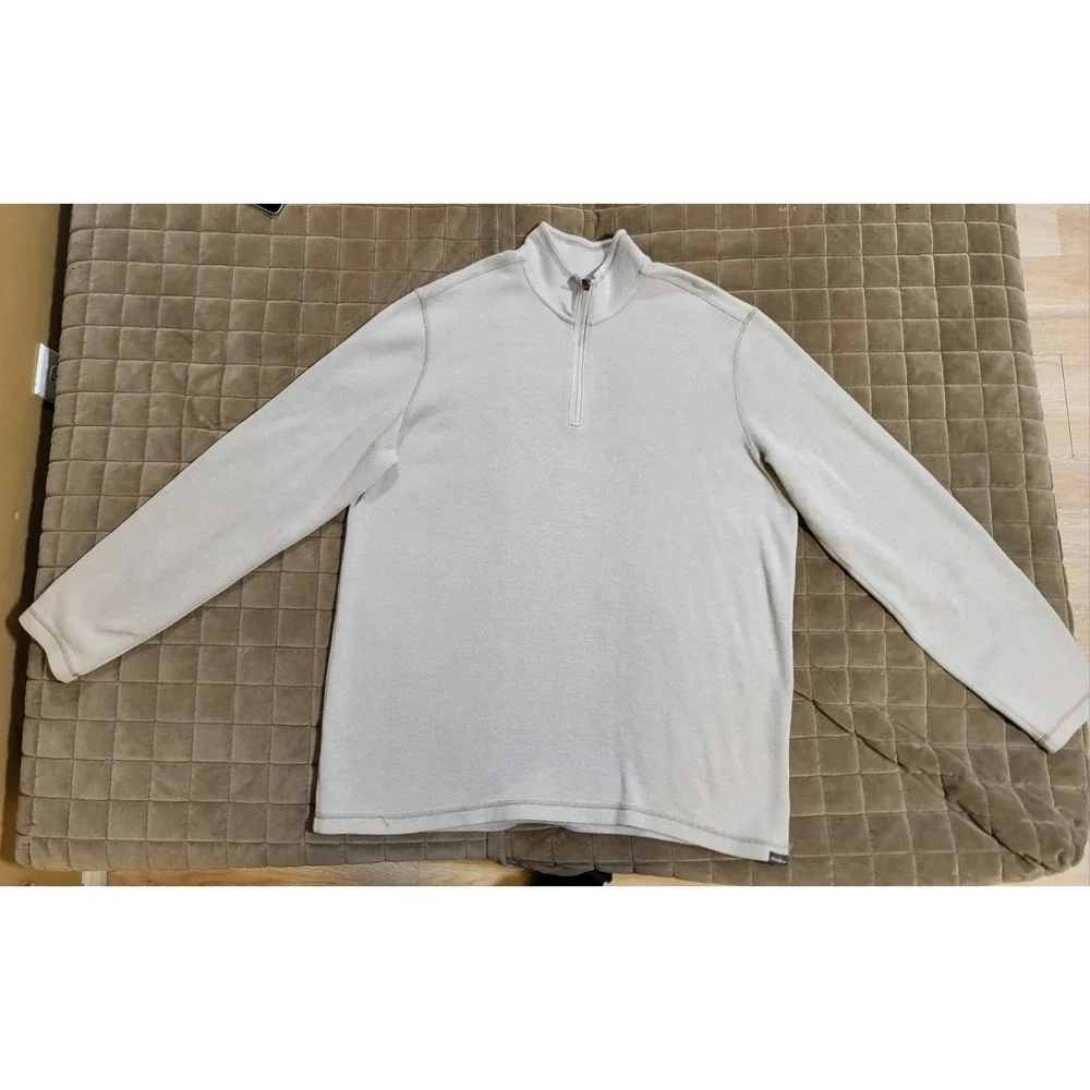 Eddie Bauer 1/4 Zip Sweater Mens X-Large Sage Gray Long Sleeve Pullover Knit